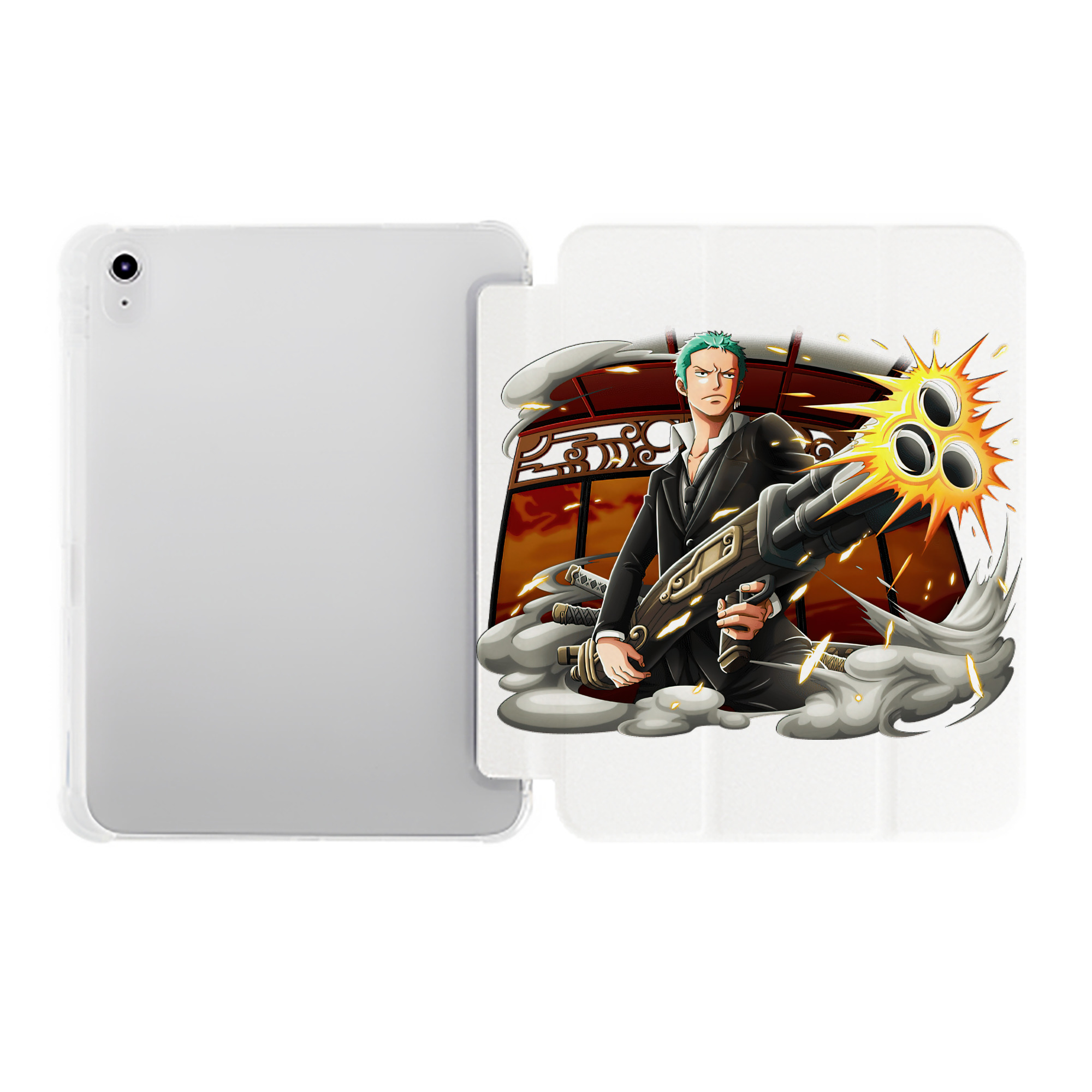 （画像用） ワンピース ロロノア・ゾロ ONE PIECE Roronoa Zoro IPad ケース ペン収納付き 三つ折りスタンド PUレザー×シリコン 対応機種9.5/10.5/10.9インチ